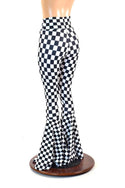Checkered High Waist Bell Bottom Flares - 3