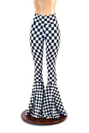 Checkered High Waist Bell Bottom Flares - 1