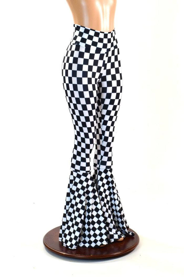 Checkered High Waist Bell Bottom Flares - 5