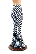 Checkered High Waist Bell Bottom Flares - 4