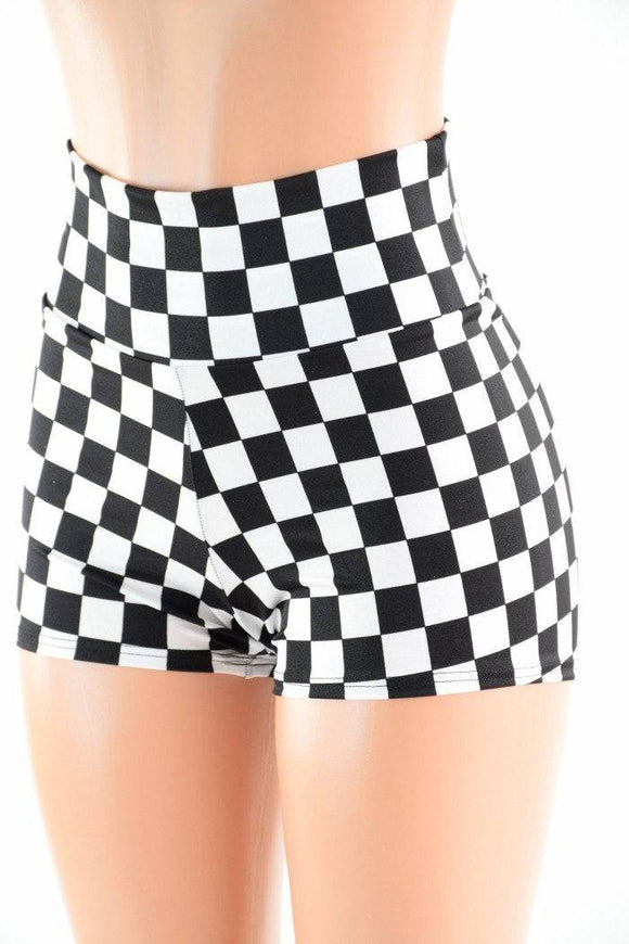 Checkered High Waist Shorts - Coquetry Clothing