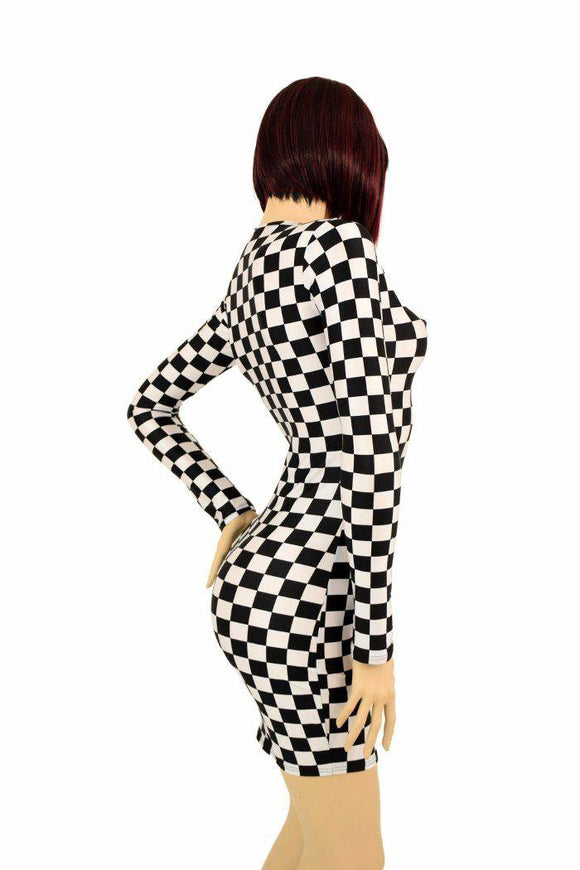 Checkered Long Sleeve Dress - Coquetry Clothing