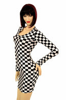 Checkered Long Sleeve Dress - Coquetry Clothing