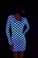Checkered Long Sleeve Dress - Coquetry Clothing