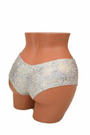 Cheeky Booty Shorts in Silver on White Shattered Glass - Coquetry Clothing