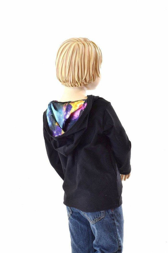 Childrens Black Soft Knit Galaxy Hoodie - Coquetry Clothing
