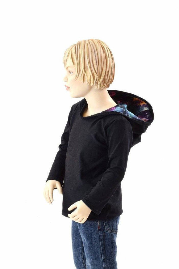 Childrens Black Soft Knit Galaxy Hoodie - Coquetry Clothing