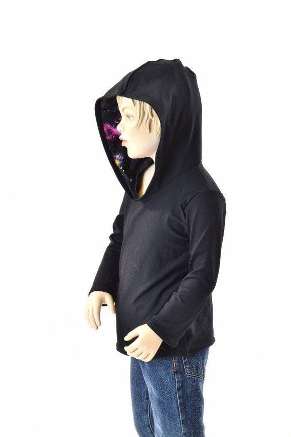 Childrens Black Soft Knit Galaxy Hoodie - Coquetry Clothing