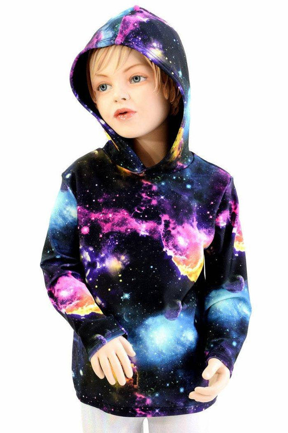 Childrens Galaxy UV Glow Long Sleeve Hoodie - Coquetry Clothing