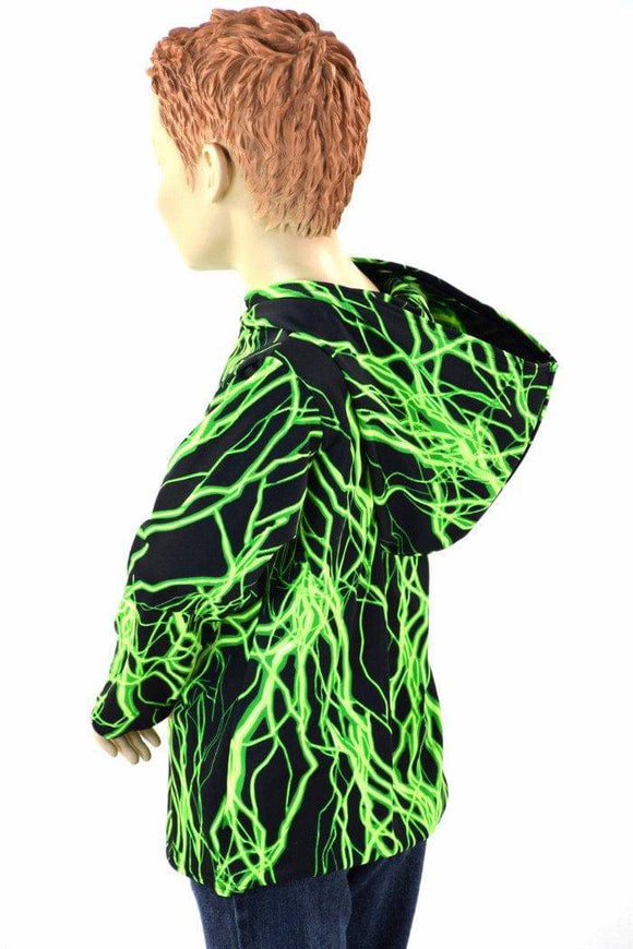 Childrens Neon Green Lightning Hoodie - Coquetry Clothing
