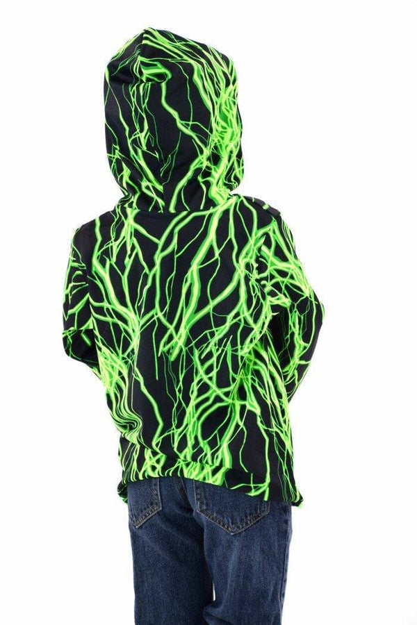 Childrens Neon Green Lightning Hoodie - 4