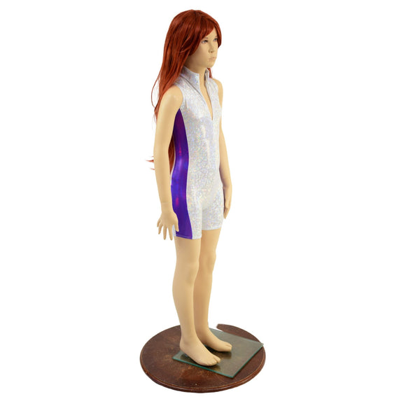 Children's Sleeveless Side Panel Romper with Stella Neckline and 4" Inseam - Coquetry Clothing