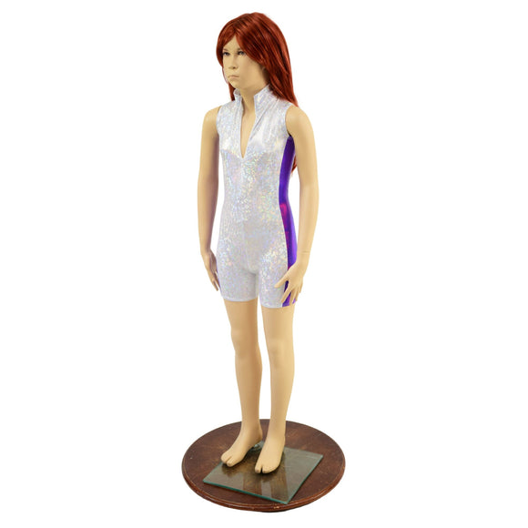 Children's Sleeveless Side Panel Romper with Stella Neckline and 4" Inseam - Coquetry Clothing