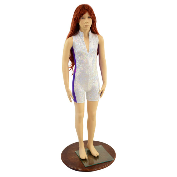 Children's Sleeveless Side Panel Romper with Stella Neckline and 4" Inseam - Coquetry Clothing