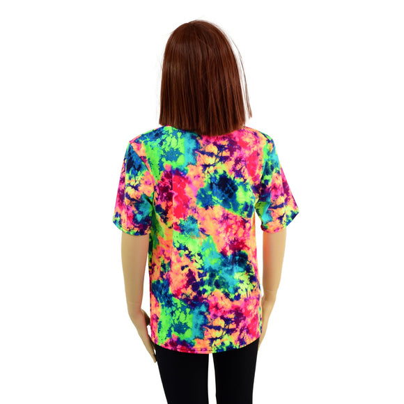 Childrens UV Glow Acid Splash Shirt with Tee Sleeves - Coquetry Clothing
