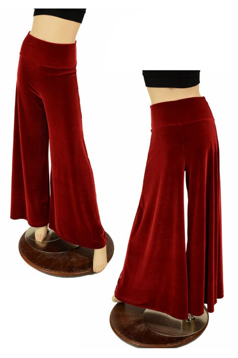 Red Velvet Wide Leg Pants - Coquetry Clothing