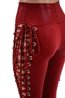Coagulant Red Lace Up Leggings - Coquetry Clothing