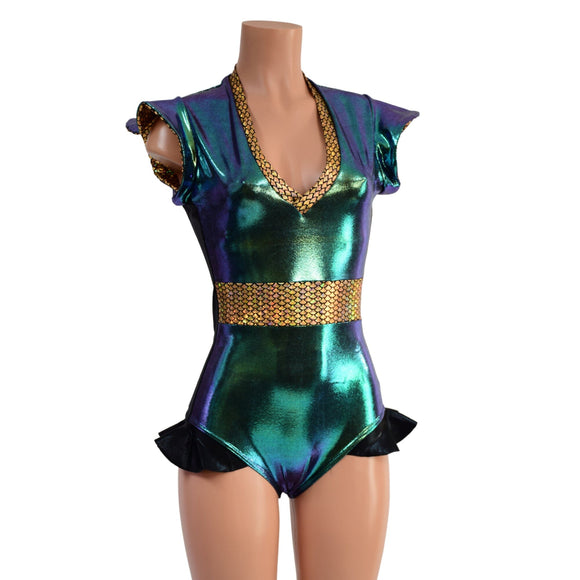 Color Blocked Flip Sleeve Paneled Romper - Coquetry Clothing