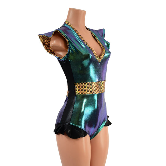 Color Blocked Flip Sleeve Paneled Romper - Coquetry Clothing