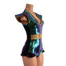 Color Blocked Flip Sleeve Paneled Romper - Coquetry Clothing