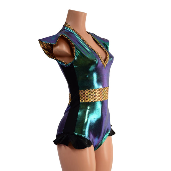 Color Blocked Flip Sleeve Paneled Romper - Coquetry Clothing