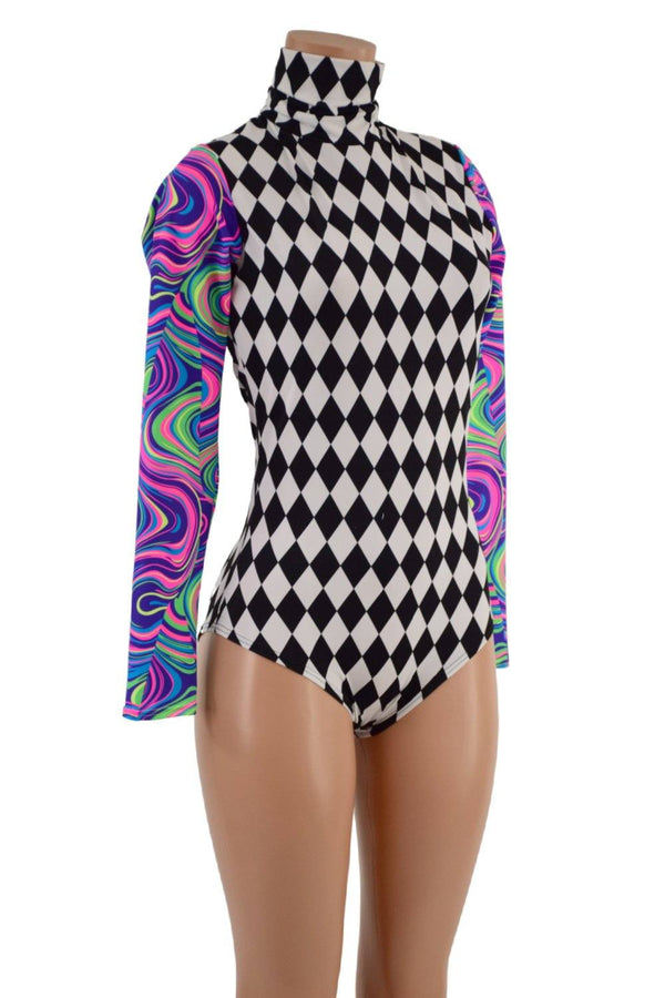 Color Blocked NEON UV Glow Romper - 2