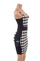 Color Blocked Side Panel Bodycon Mini Dress with Cargo Pockets - Coquetry Clothing