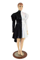 Color Split Hi Lo Dress with Full Separating Front Zipper - Coquetry Clothing