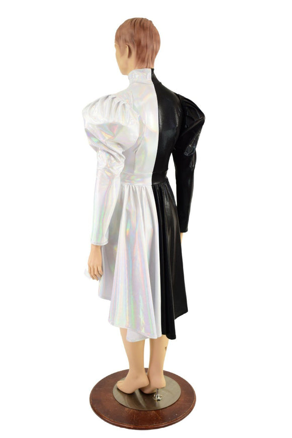 Color Split Hi Lo Dress with Full Separating Front Zipper - Coquetry Clothing