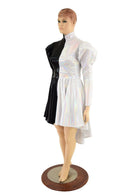 Color Split Hi Lo Dress with Full Separating Front Zipper - Coquetry Clothing