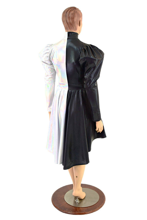 Color Split Hi Lo Dress with Full Separating Front Zipper - Coquetry Clothing