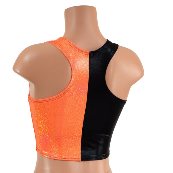 Color Split Lace up Racerback Crop Top - Coquetry Clothing