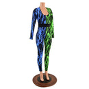 Color Split Neon Lightning Catsuit with Waistband - Coquetry Clothing