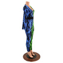 Color Split Neon Lightning Catsuit with Waistband - Coquetry Clothing