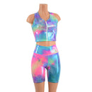 Cotton Candy Bike Shorts & Racerback Crop Top Set - Coquetry Clothing