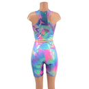 Cotton Candy Bike Shorts & Racerback Crop Top Set - Coquetry Clothing