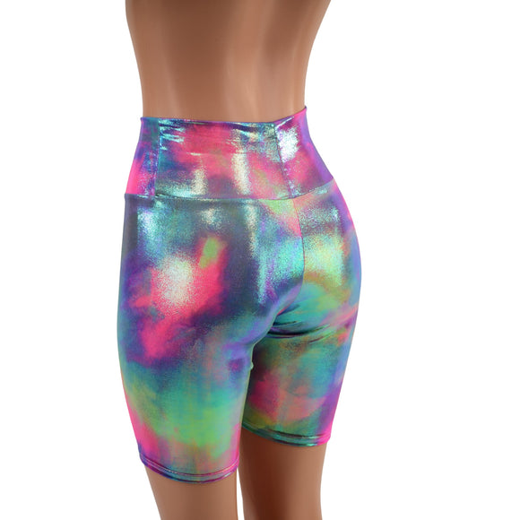 Cotton Candy Holographic Bike Shorts - Coquetry Clothing