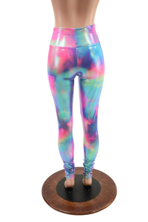 Cotton Candy Holographic High Waist Leggings - Coquetry Clothing