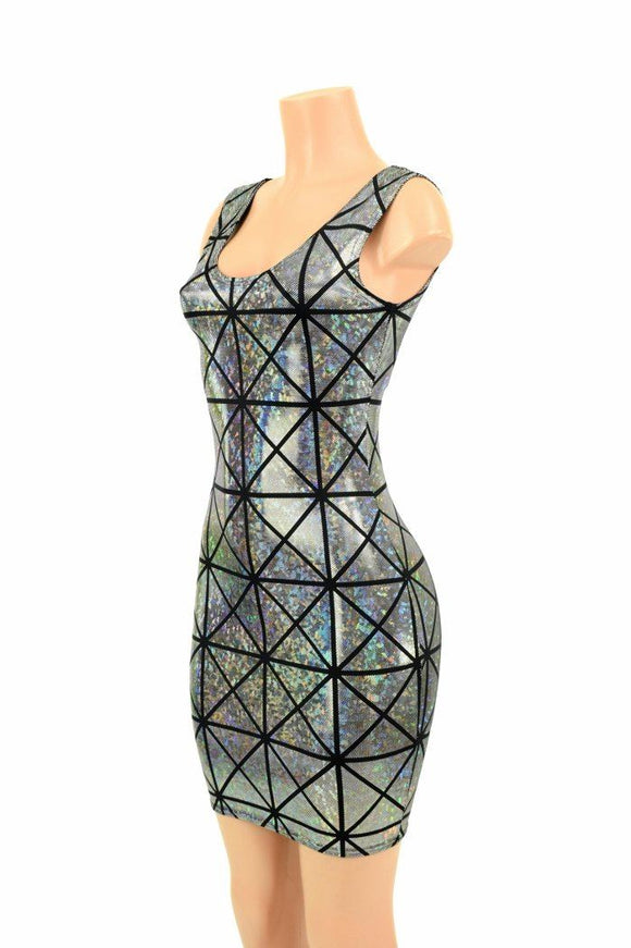 Cracked Tile Holographic Tank dress - Coquetry Clothing