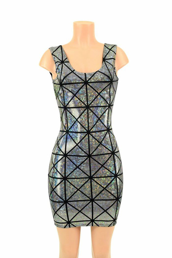 Cracked Tile Holographic Tank dress - Coquetry Clothing