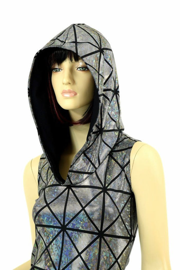 Cracked Tile Sleeveless Hoodie Romper - Coquetry Clothing
