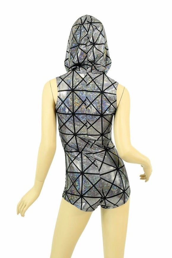 Cracked Tile Sleeveless Hoodie Romper - Coquetry Clothing