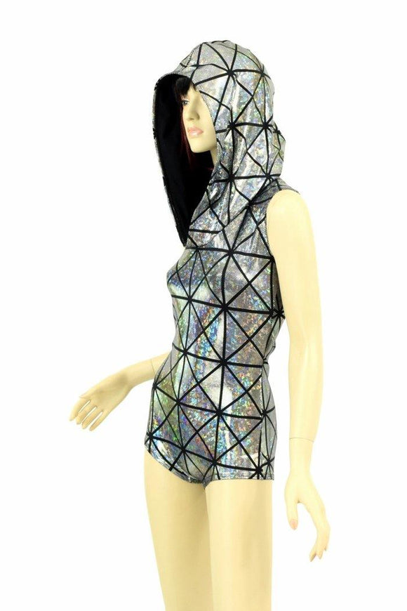 Cracked Tile Sleeveless Hoodie Romper - Coquetry Clothing