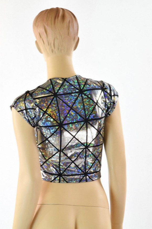 Cracked Tiles Cap Sleeve Crop Top - Coquetry Clothing