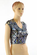 Cracked Tiles Cap Sleeve Crop Top - Coquetry Clothing
