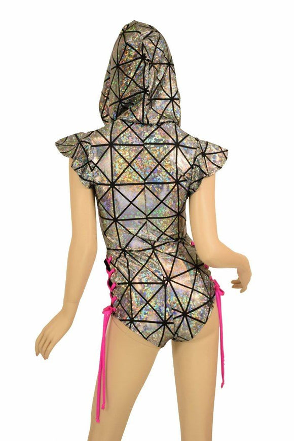 Cracked Tiles Neon and Holo Romper - Coquetry Clothing