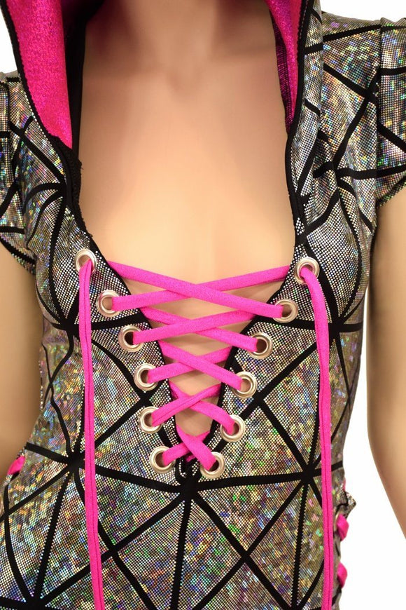Cracked Tiles Neon and Holo Romper - Coquetry Clothing