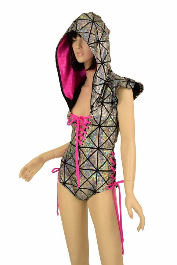 Cracked Tiles Neon and Holo Romper - Coquetry Clothing