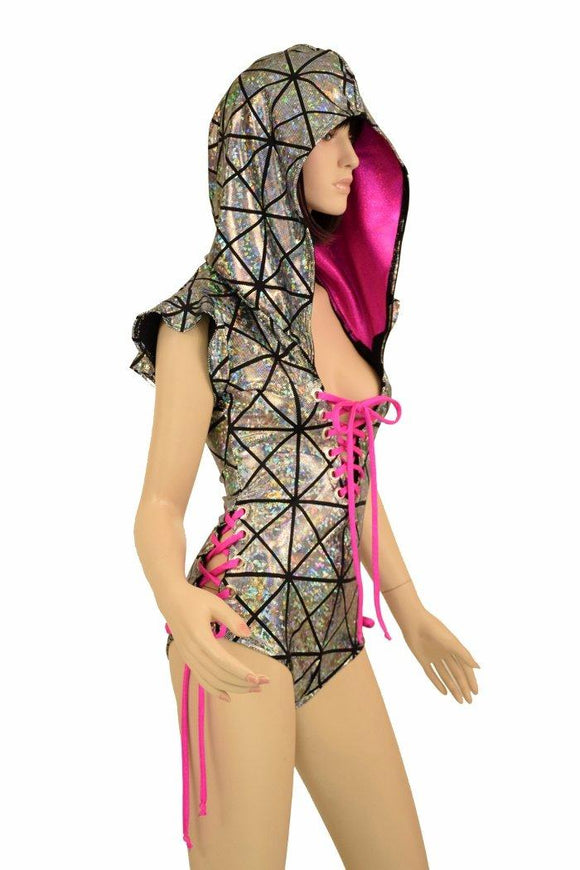 Cracked Tiles Neon and Holo Romper - Coquetry Clothing