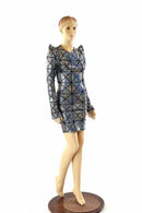 Cracked Tiles Sharp Shoulder Dress - Coquetry Clothing